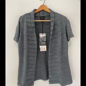 Pure Handknit Brand Gray Sparkle Cardigan Sz L/XL